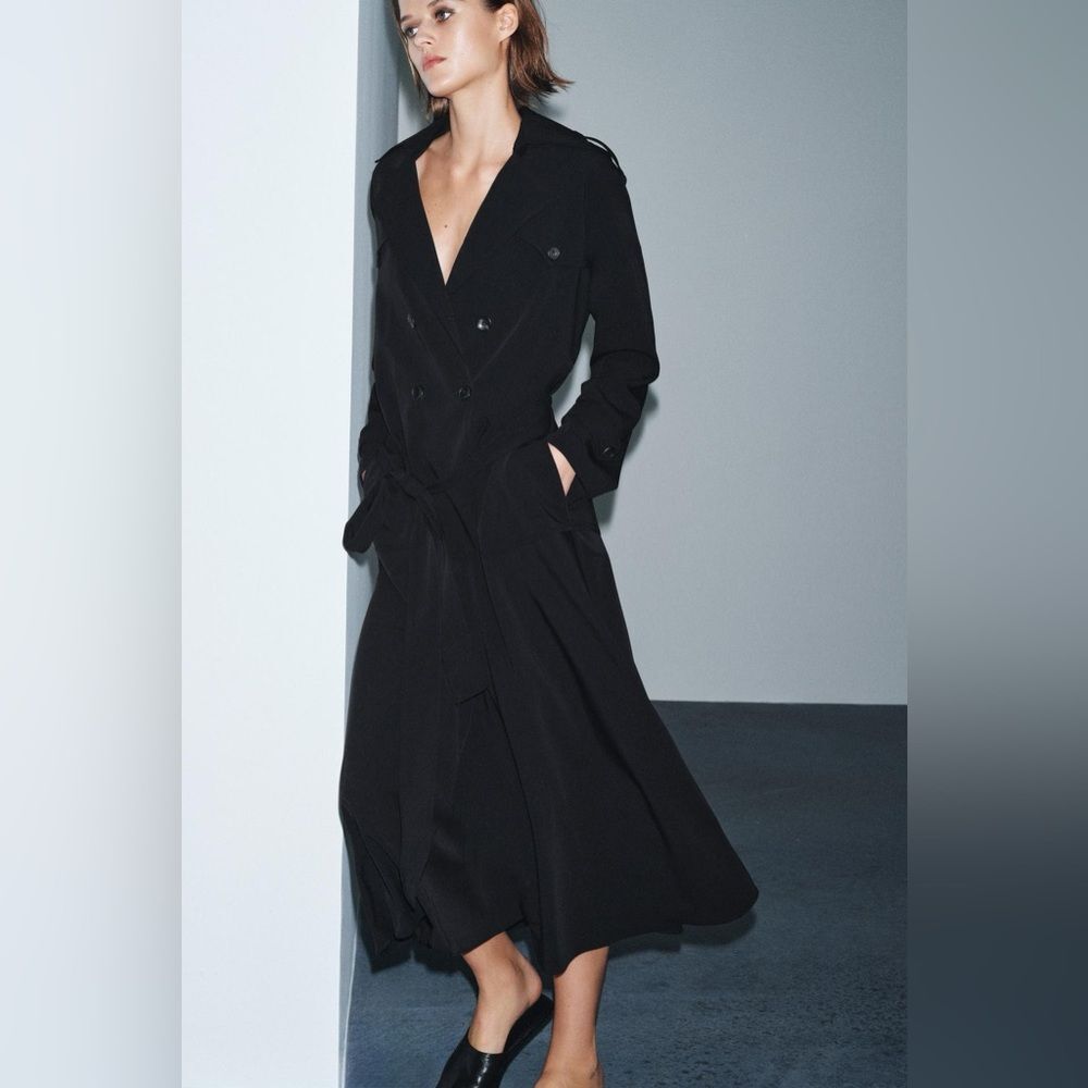 ZARA ZW COLLECTION TRENCH MIDI DRESS - Picture 4 of 10